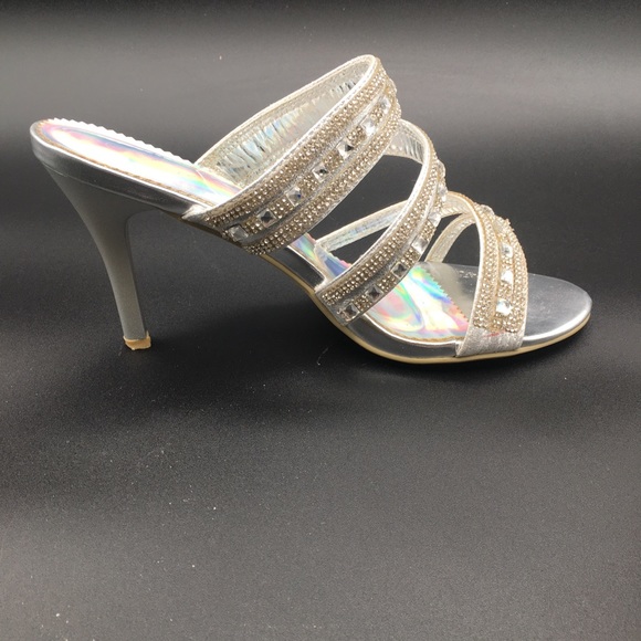 HERSTYLE Iridescent & Rhinestone Heeled Slides/Sandals - Picture 2 of 5